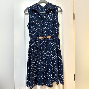 Always Indigo women’s Navy Polka Dot Sleeveless Dress